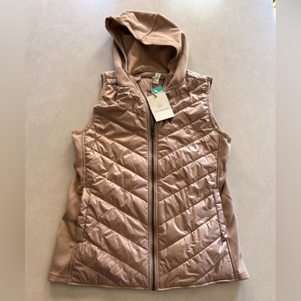 NWT We Wander Pink Quilted Hooded Vest